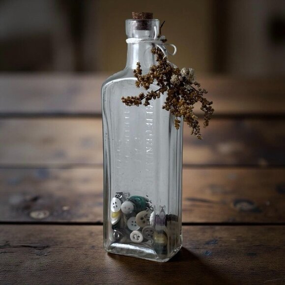 Antique California Fig Syrup Co. Glass Bottle w Cork Vintage Decor Embossed Text - Picture 7 of 7